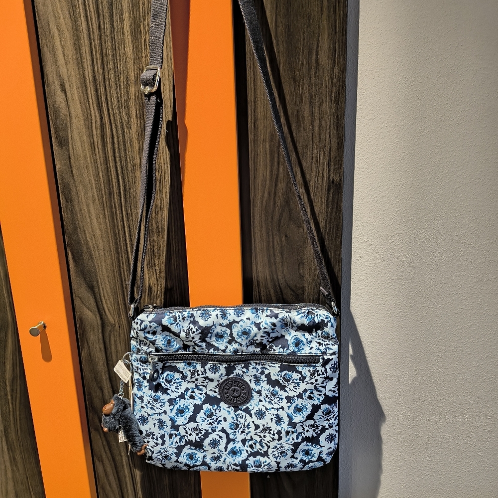 Kipling Floral Crossbody Bag - Blue and Black